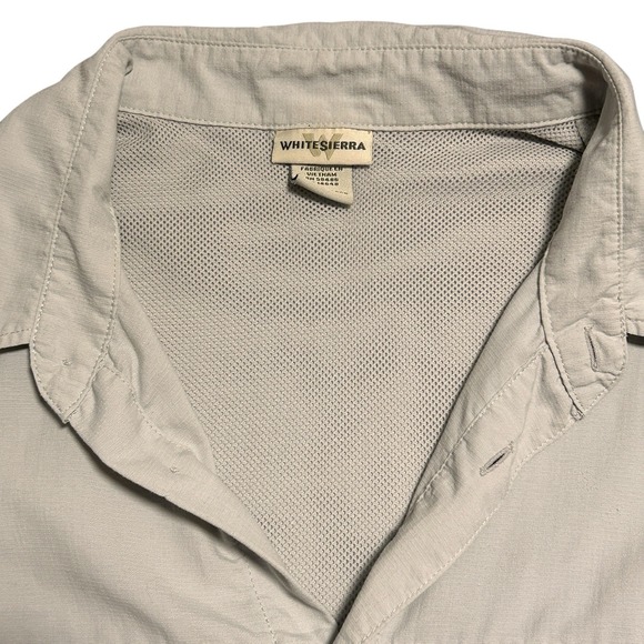 White Sierra Shirt, Men's Size Large Hiking Camp Button Up Short Sleeve Pockets - Picture 5 of 16